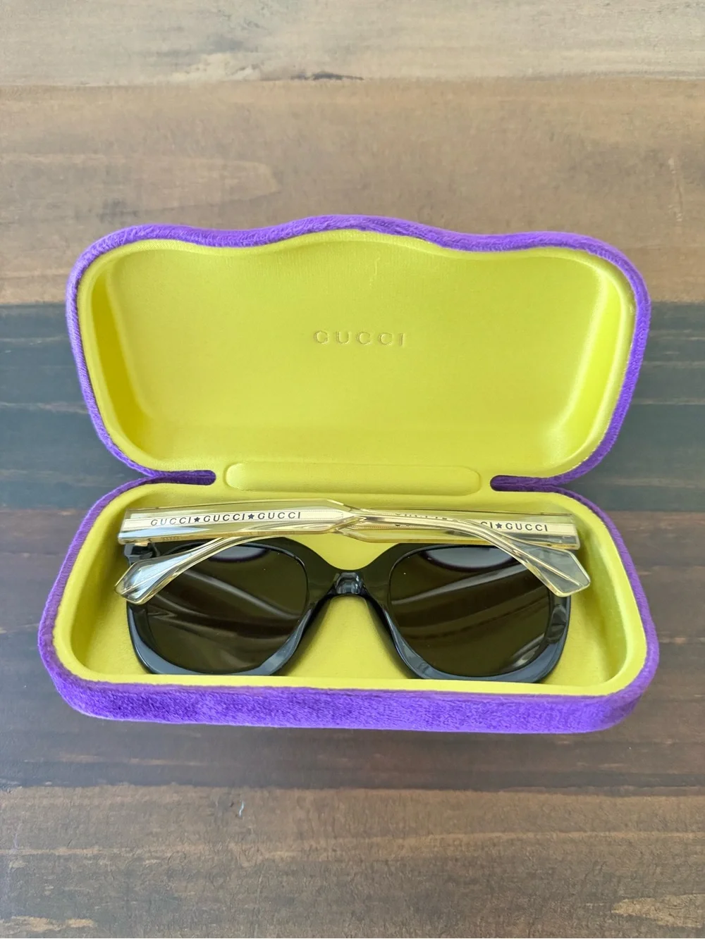 Gucci Black Sunglasses with Gold Temples